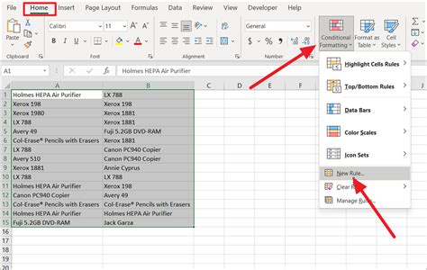 How to match two cells in excel