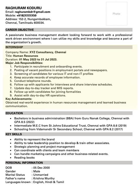How to mention internship in resume