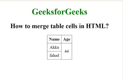 How to merge two cells in html