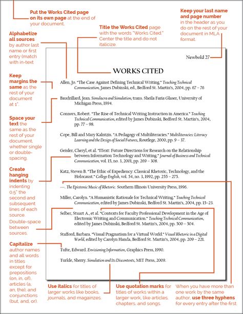 A. Basic format. Every paper should have a Works Cited page (bibliography), which corresponds with any and all in-text citations within the paper itself; Begin the Works Cited page on a separate page, after the body of the paper; Label the page “Works Cited” without any formatting (no bolding, italicizing, underlining, or quotation marks). 