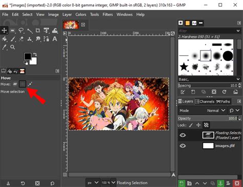 How to move selections in gimp