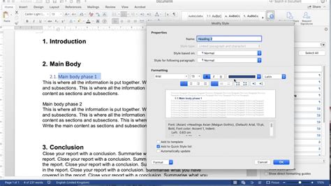 How to number a report in word