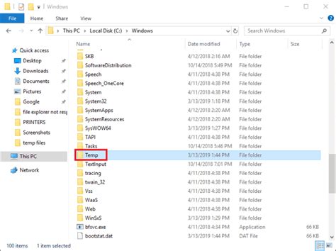 How to open Temporary Files in Windows 10