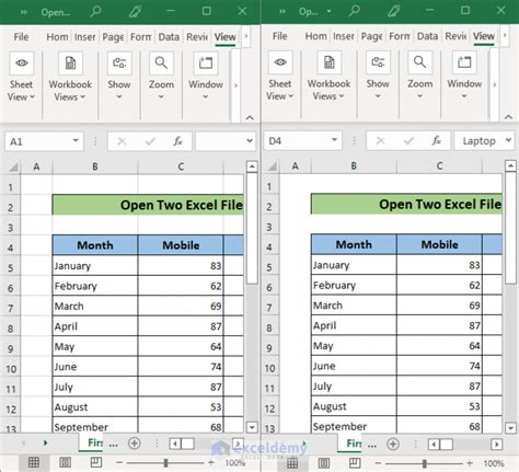 How to open Two Excel files side by side on Separate Windows