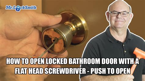 How to open a locked bathroom door. Although they are not always available, paper clips are usually handy with lock types and mechanisms. It may help to have one or two pieces on you wherever you go in case of emergencies. 2. Try a Metal Hanger. A coat … 
