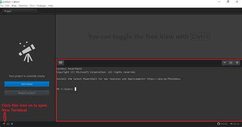 How to open a terminal inside atom editor.