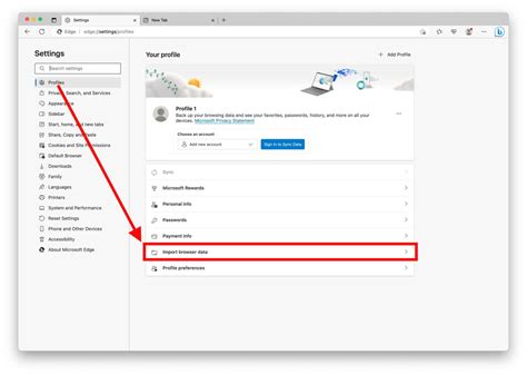 How to open a website in google.  In the Profiles settings, select Import browser ...