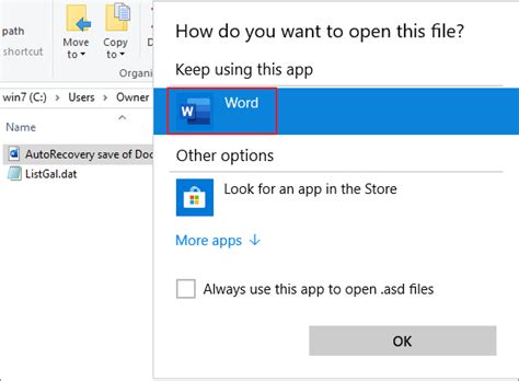 How to open asd file in word