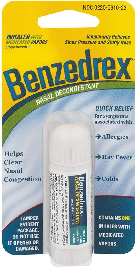 Benzedrex Nasal Decongestant NEW! $5 Expires for Sale in West Sacramento, CA OfferUp, Relieves nasal congestion Use for cold, hay fever and allergies Provides quick relief ... How to】 Open Benzedrex Nasal Decongestant Inhaler. Benzedrex Inhaler Propylhexedrine Nasal Decongestant, 12 Count Health Household.