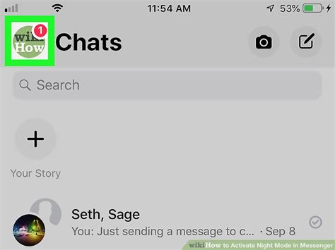 How to open night mode in messenger