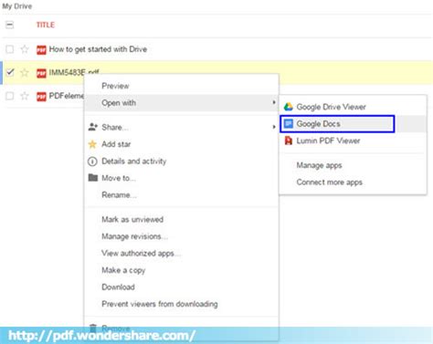 How to open pdf in docs