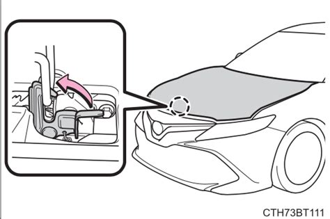 Second opportunity to open your Toyota Camry hood with a dead battery . As you cannot access the passenger compartment of your car, you will have just one remedy to open the bonnet of your Toyota Camry, you will have to, lift the vehicle, possibly remove the front bumper of the car and locate the cables of the bonnet lock.. 