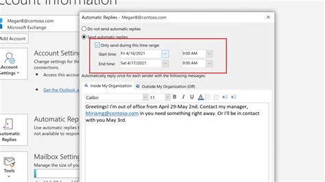 How to out of office in outlook
