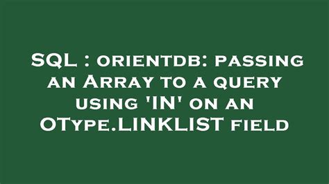 How to pass array in sql query