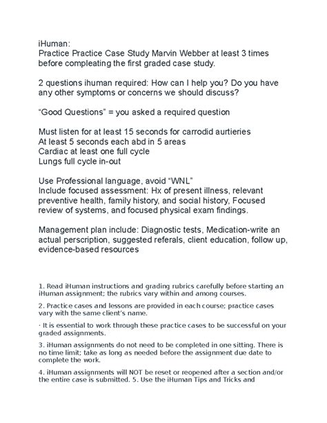 How to pass ihuman.  iHuman: Practice Practice Case Study Marvin Webber at least 3 t...