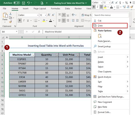How to paste excel sheet in word