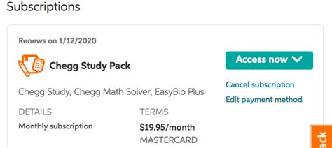 To pause a Chegg Study Pack subscription: Head to My Account, then click on Orders . Under Subscriptions, choose Chegg Study Pack and click Cancel subscription. . 