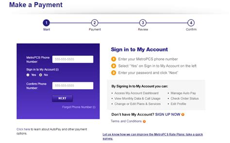 How to pay my metropcs phone bill. Pay as a guest. Make a T-Mobile payment here, and save yourself the payment support charge you’d pay if an agent assisted you. Or log in to pay. Enter phone number or account number *. Confirm phone number or account number. Next Cancel. Pay your T-Mobile bill as a guest, no log in required. Just enter the phone number of the account to ... 