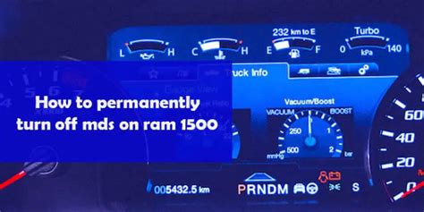 How to permanently turn off mds on ram 1500. A variety of Dodge Ram 1500 models exist with slightly different specifications including the Big Horn and the Laramie. All Dodge Ram 1500 trucks have similar specifications, and d... 