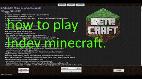 How to play minecraft indev