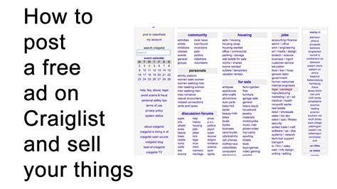 How to post free stuff on craigslist. 1. Navigate to the Craigslist website, and click on the site for your specific city or town. Locate “Post to Classifieds” on the left hand side of the screen, and click on it. A "choose type ... 