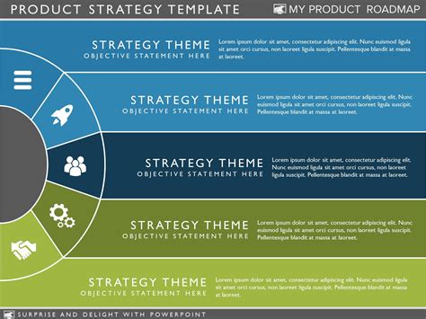 This free template can help present a strategic plan defined by a company’s team and, at the same time, helps explain the measured business performance. You can use this slide to present a 5 year strategic plan to an audience. The template features a professional look and feel with light slides and a cover slide combining tones of purple colors.. 