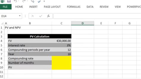 How to present value in excel