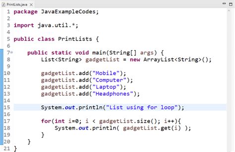 How to print a list in java
