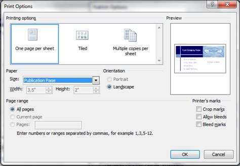 How to print a program in publisher