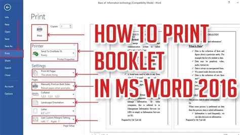 How to print booklet style in word