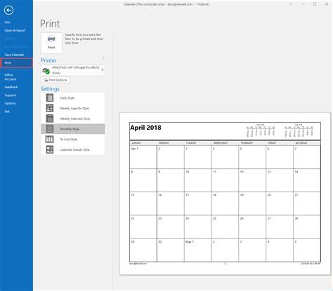 How to print calendar in