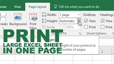 How to print large excel sheet in one page YouTube