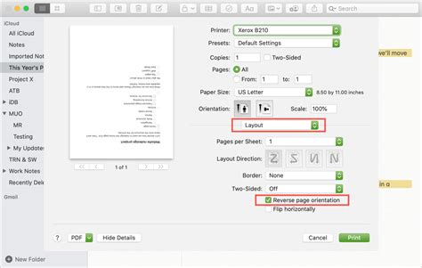 How to print pages upside down or in reverse order on Mac