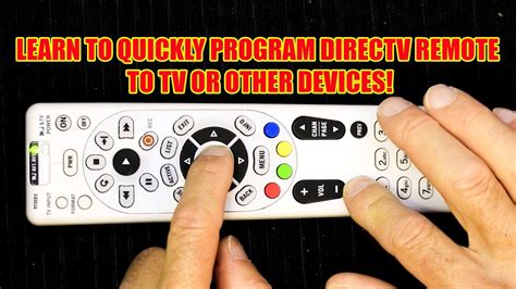 Follow these steps to program a Directv remote RC73 to a Vizio TV. Turn your TV on along with your Directv receiver. Press "MENU" on the remote. Select the option saying "Settings & Help" from the menu that appears. Select "Settings" from the menu options that appear. Select "Remote Control" from the menu options that appear.. 