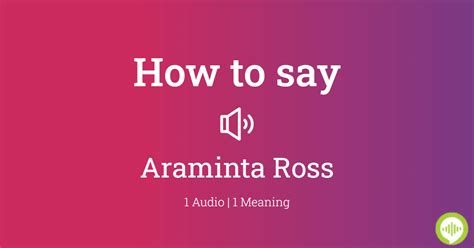 How to pronounce Araminta HowToPronounce.com