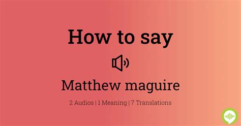 How to pronounce Matthew c farrugia HowToPronounce.com