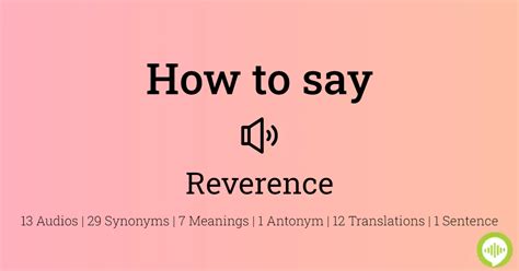 How to pronounce REVERENCE in English - Cambridge …