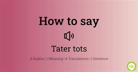 How to pronounce Tator HowToPronounce.com