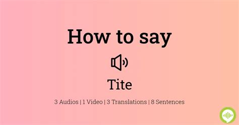 How to pronounce Tite HowToPronounce.com