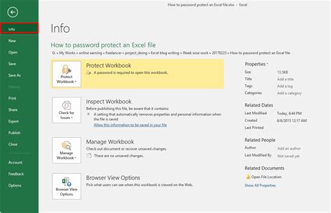 How to protect a file in excel
