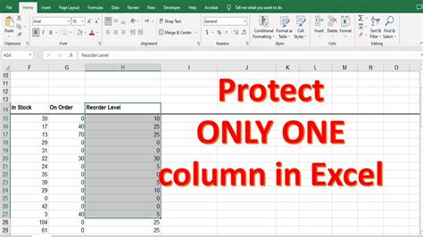 How to protect the column in excel