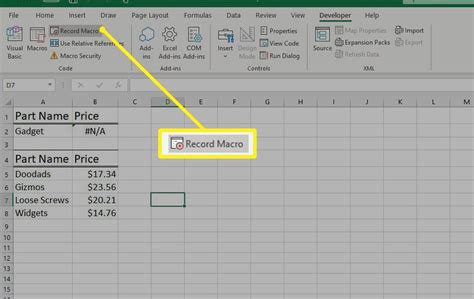How to put a macro in excel