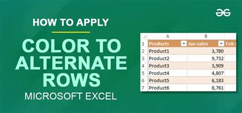 How to put alternate colors in excel