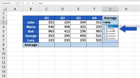 How to put average in excel