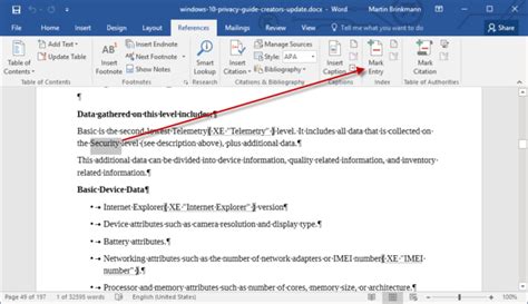 How to put index in word
