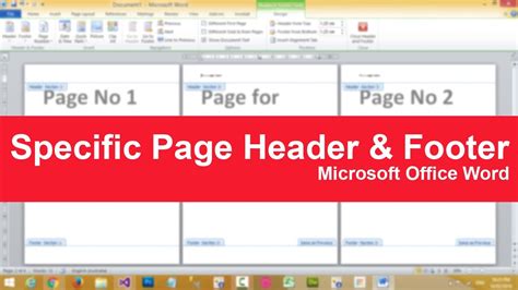 How to put specific page header or footer in Microsoft Word YouTube