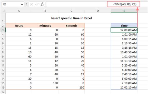 How to put time in excel