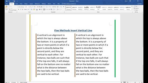 How to put vertical line in word