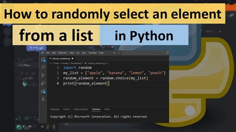 How to randomly select an item from a list in Python YouTube