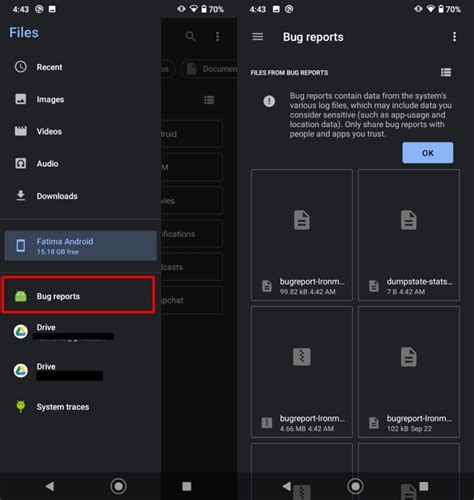 How to read bug report android.  Select the type of bug report you want and tap...